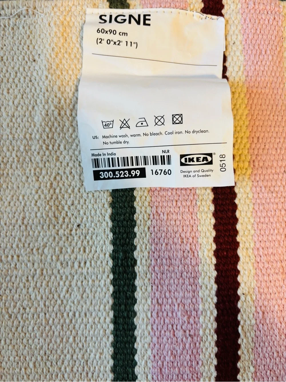 IKEA Discontinued Colorway Striped Rug | 100% Cotton | Scandinavian, Cottagecore
